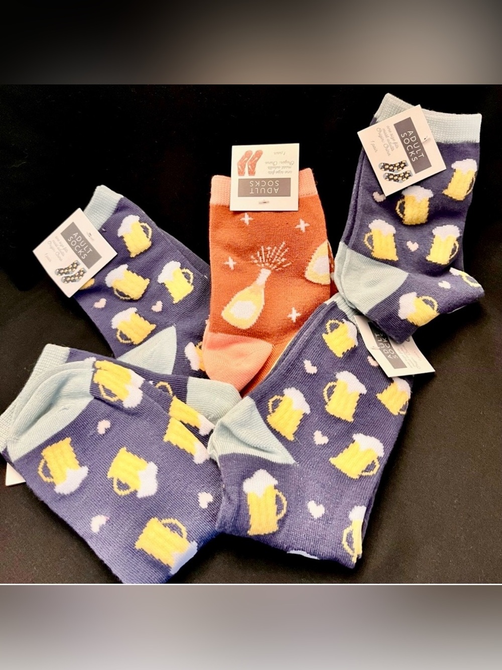 5 Pairs Novelty Socks Women One Size Fits Most Beer Champagne Birthday Gift Pack